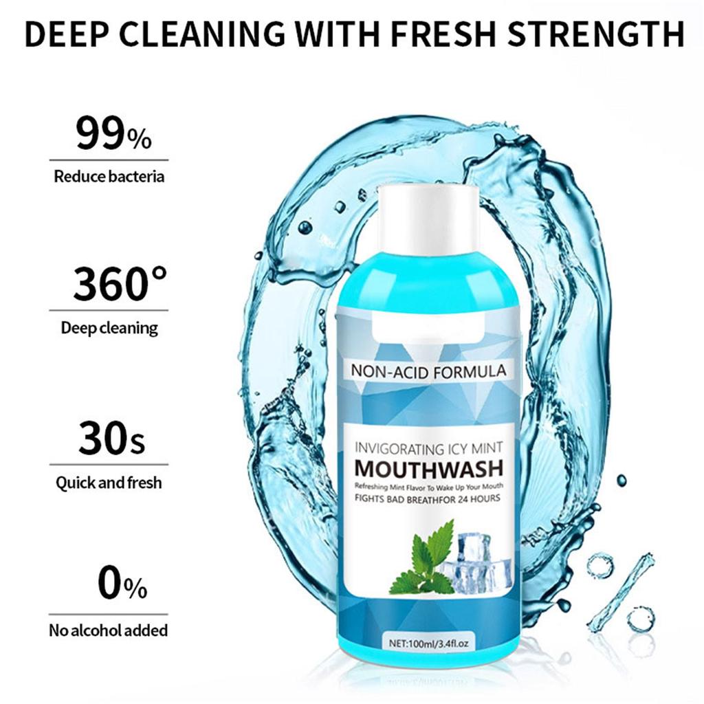 Peppermint Mouthwash - Long-Lasting Fresh Breath And Odor Elimination 100ml