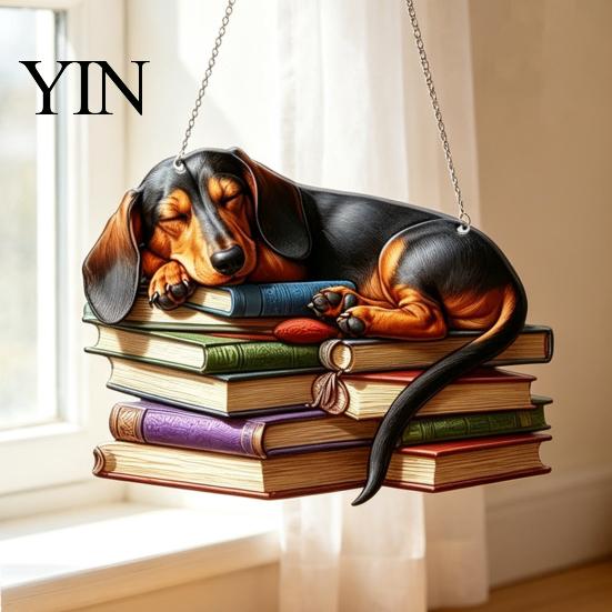 Einzigartiges Geschenk für Freunde Dackel Hängendes Ornament, Acryl Fenster Sonnenfänger, Niedliche Fänger Dekoration Fenster Hund Haus Zimmer Dekor, Veranda