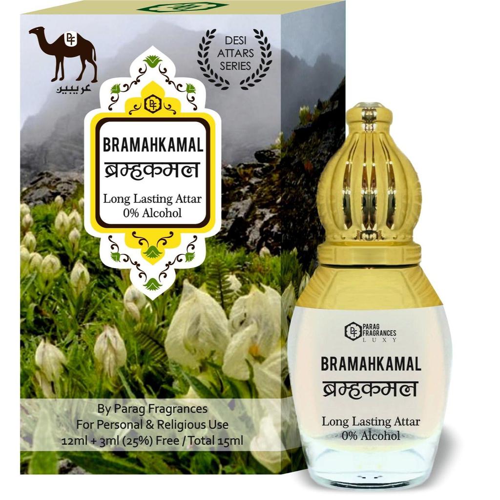 Parag Fragrances Desi Attar Series 12ml + 3ml Free / 15ml (Natural & Long Lasting Fragrance) Alcohol Free Attar/Itra For Personal & Religious Us