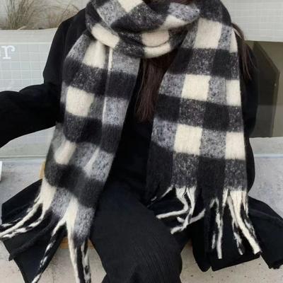 Order Thickened Long Plaid Scarf Women's Autumn and Winter New Product Versatile Warm Fringed Shawl Scarf