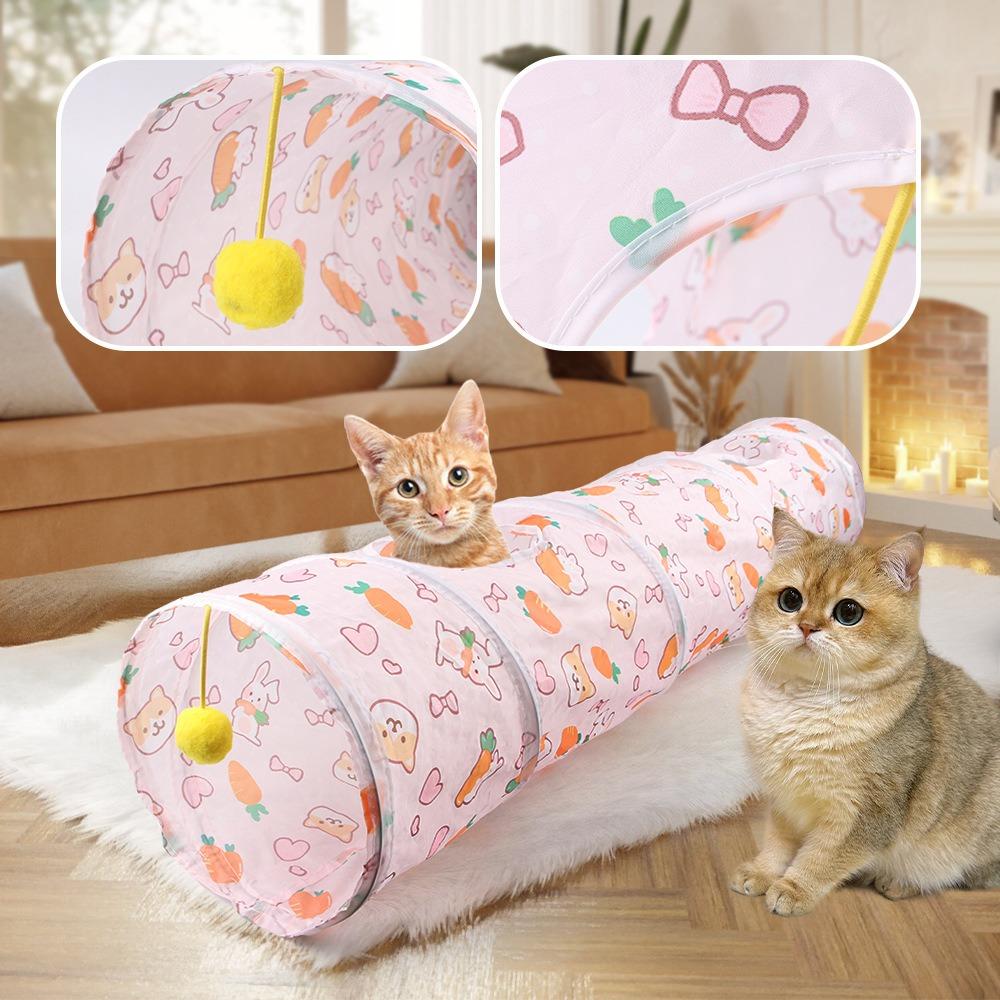 Foldable Pet Tunnel for Cat Dog Interactive Play Tent with Carrot Design Durable Cat Tunnel for Indoor/Outdoor Use Pet Playhouse