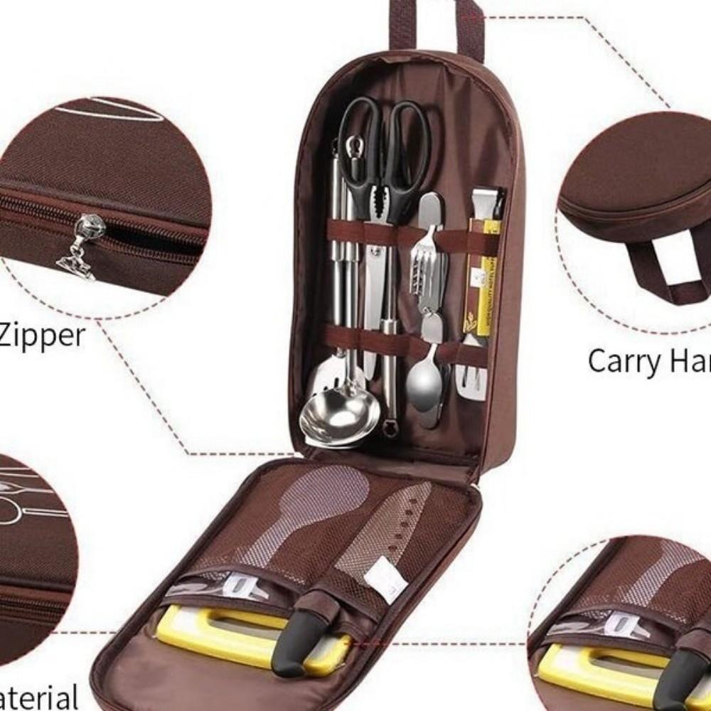 Large Capacity Kitchen Utensil Storage Bag Picnic Cooking Bag  Outdoor Camping Supplies