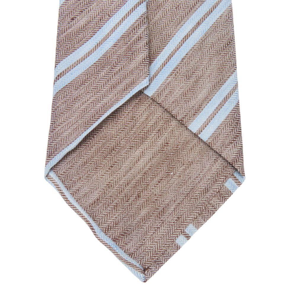 Used Dunhill Tie Herringbone Linen/silk Gurege Light Blue Regimental