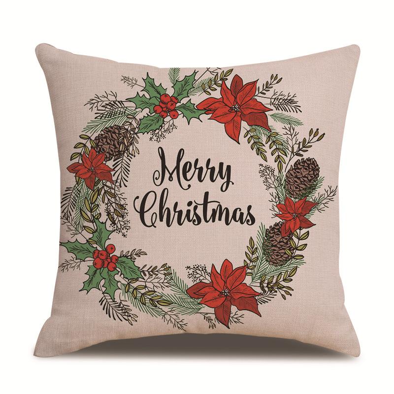 Christmas Bedroom Single-sided Pillowcase Living Room Linen Car Pillowcase Sofa Pillowcase Bedside Cushion Cover