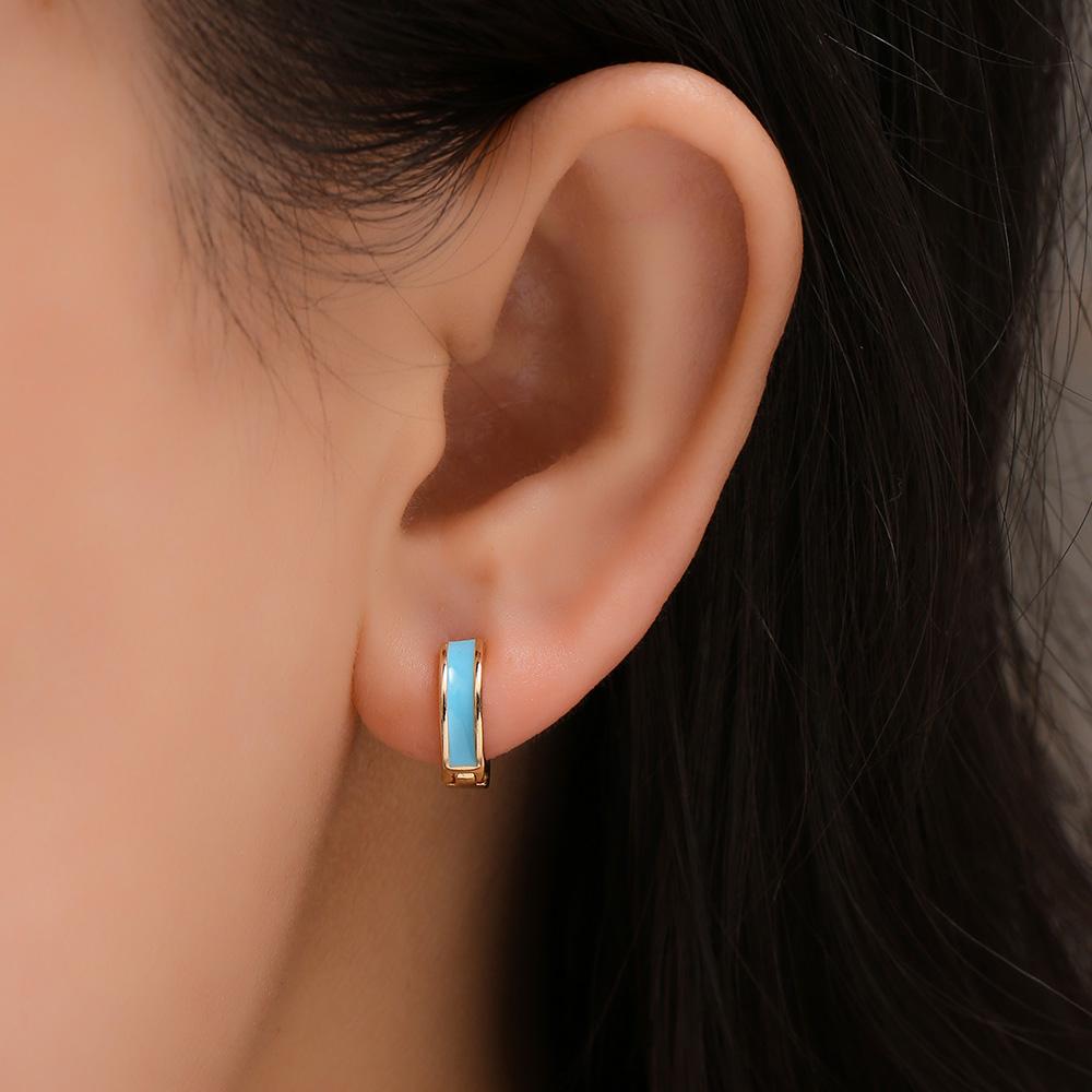 New Fashion Circle Ear Huggie Small Hoop Earrings for Women Cute Candy Color Enamel Round Heart Earrings Party Zircon