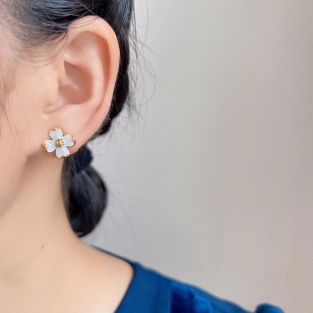 Tea Flower Mosquito Coil Holder Earrings, No-Pierce, Painless French Style for Women