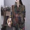 Camisa Fina de Verano para Mujer Estampada Literaria Vintage Cómoda Casual Holgada