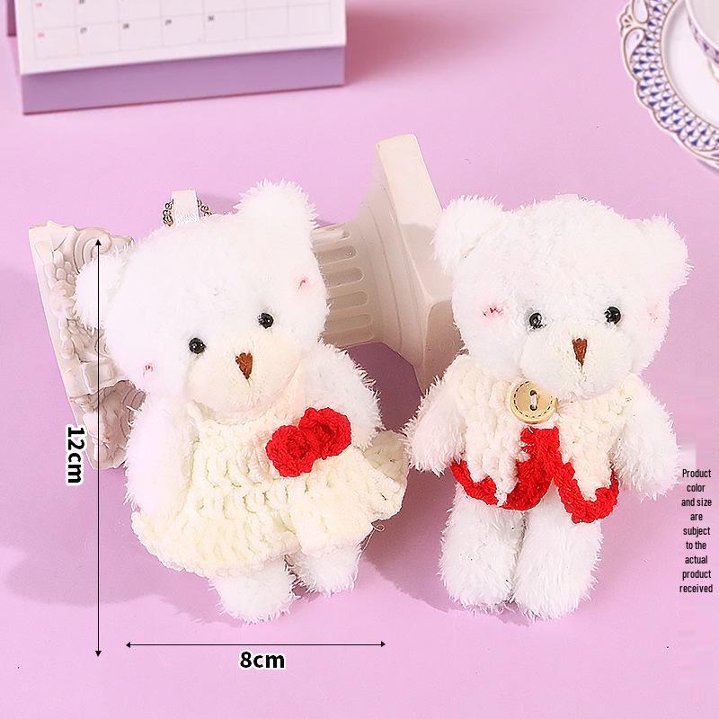 Blush Bear Doll Keychain: Cute Skirt Plush Heart Bag Charm Gift
