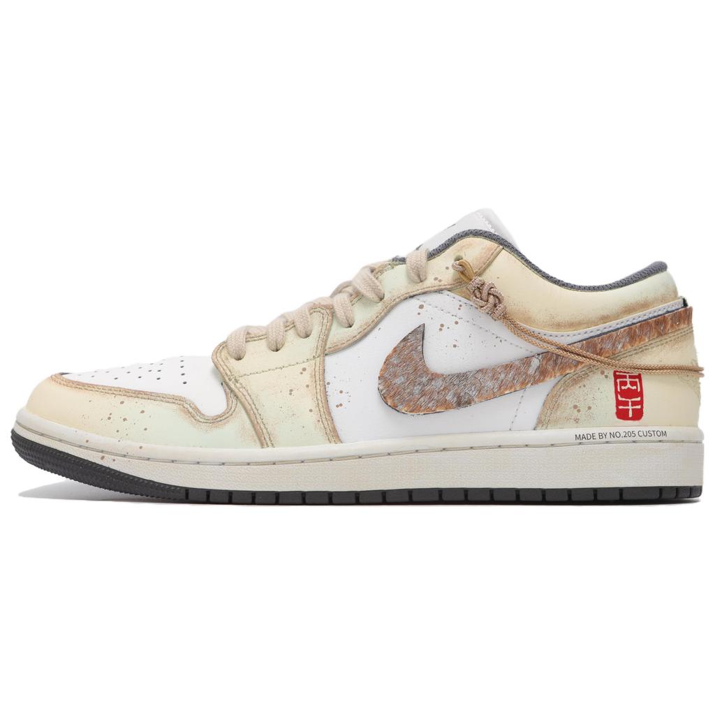 Jordan Air Jordan 1 Abrasion Resistant Low Top Vintage Basketball Shoes Men's Beige Yellow 553558-044(Teamfour-S-BOX)