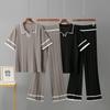New Summer Polo Collar Short Sleeve Fashion Casual Loose Versatile Thin High Waist Knitted Suit Women