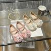 Children's princess shoes spring foreign style Elsa crystal princess shoes non-slip soft sole baby shoes