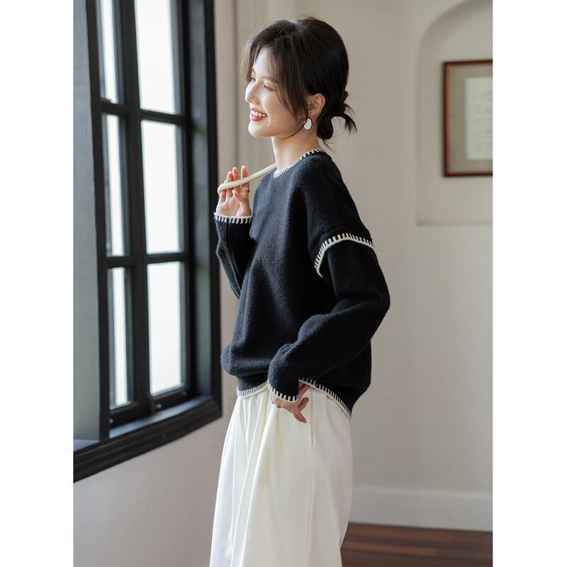 Mokana Women's Color-block Round Neck Knit Sweater