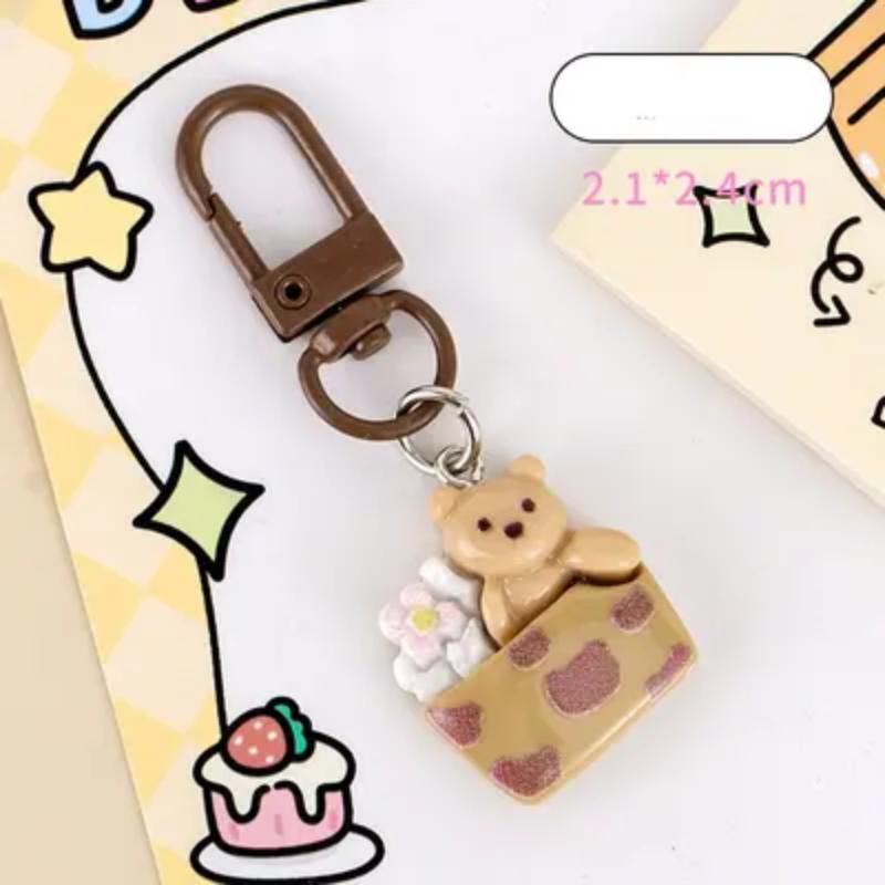 Cute Cartoon Animal Keychain For Keys And Accessories Cute Resin Animal Box Keychain Diy Bag Charm Girly Key Ring