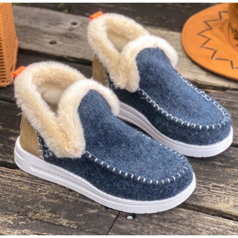 Women's Mid-Calf Thick-Sole Winter Insulated Fur-Lined Snow Boots Anti-Slip, Durable, Casual Athletic Cotton Boots