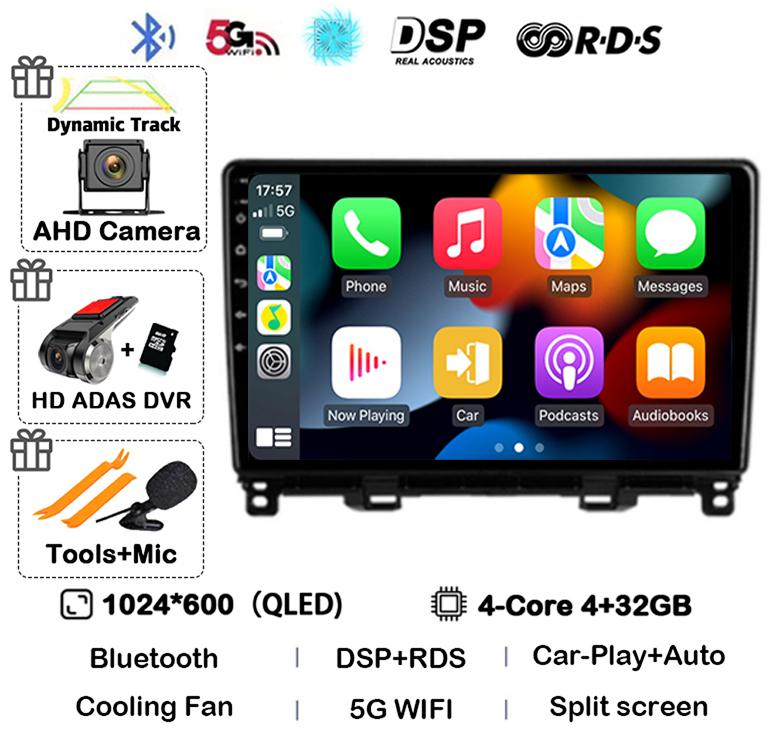 Android 14 Carplay Auto WIFI+4G For Honda Jazz 4 2020 2021 2022 Car Radio Multimedia Player Navigation GPS Stereo Head Unit DSP