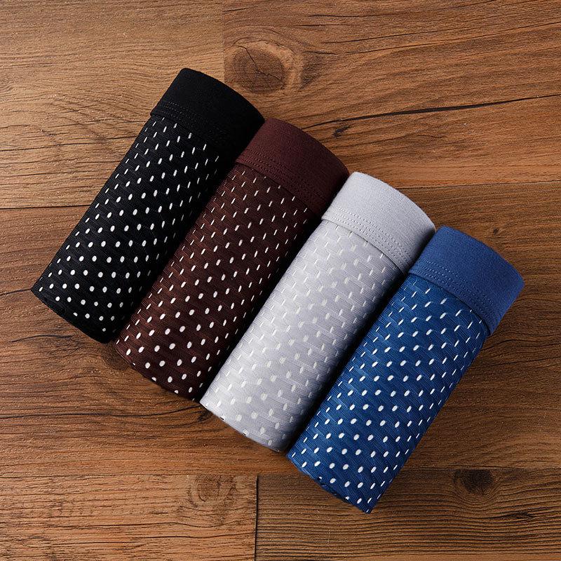 Modal Men's Plus Size Ice Silk Breathable Boxer Briefs - Transparent, Mesh Design, Lightweight Summer Shorts.