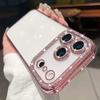 Luxury Sparkling Rhinestone Plating Clear Phone Case For iPhone 11 12 13 14 15 16 17 Pro Max 17Air Shockproof Bumper Cases Cover