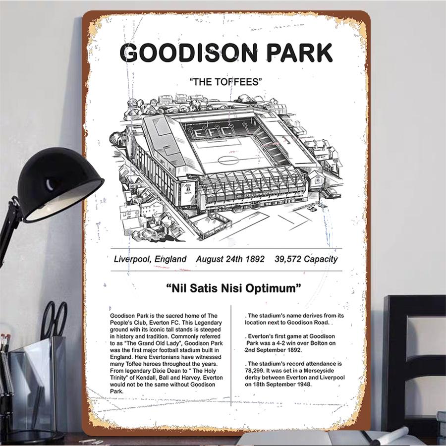 Goodison Park Everton FC Stadium Metal Wall Art Decor Liverpool England Football Fan Gift