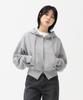 Toffee Women W 2-Way Crop Sweat Zip-Up Hoodie (Melange Grey)