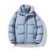 Winter new men's solid color stand-up collar fake two thickened warm cotton-padded trendy couple coat