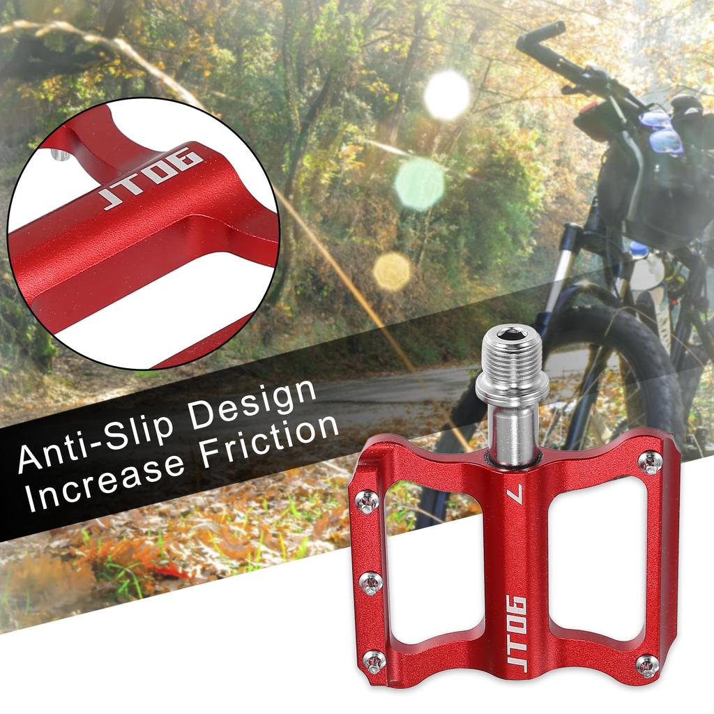 X AUTOHAUX Aluminum Alloy Rear Foot Flat Universal Compatible with 1 Pair Pegs, Pedals, Footrests, Replacement, Red, 9/16" Axles, BMX, MTB, Bikes,