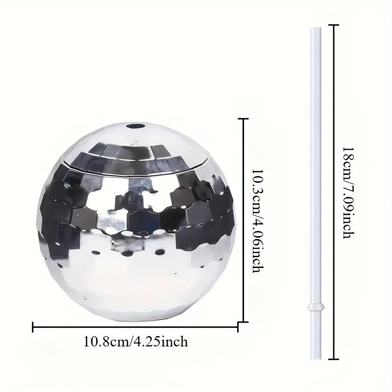 Creative Disco Ball Cups Flash Cocktail Cup with Straw Reflection Color Mirror Ball Straw Wine Glass Disco Ball Water Bottles