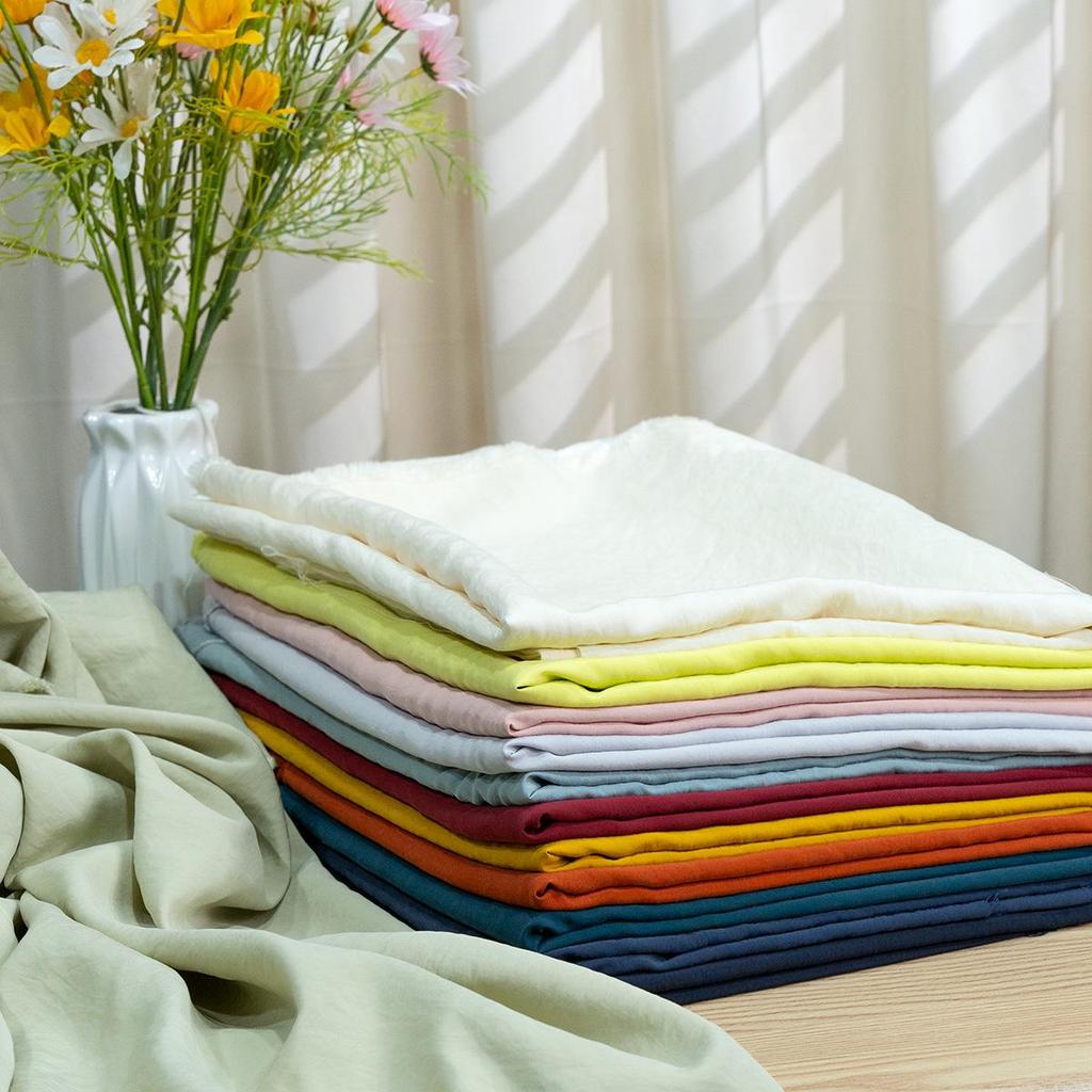 Retro Pískově Praná Matná Měděná Amoniaková Hedvábná Tkanina - Nepružný Mlhavě Mrazivý Materiál na Top/Sukni