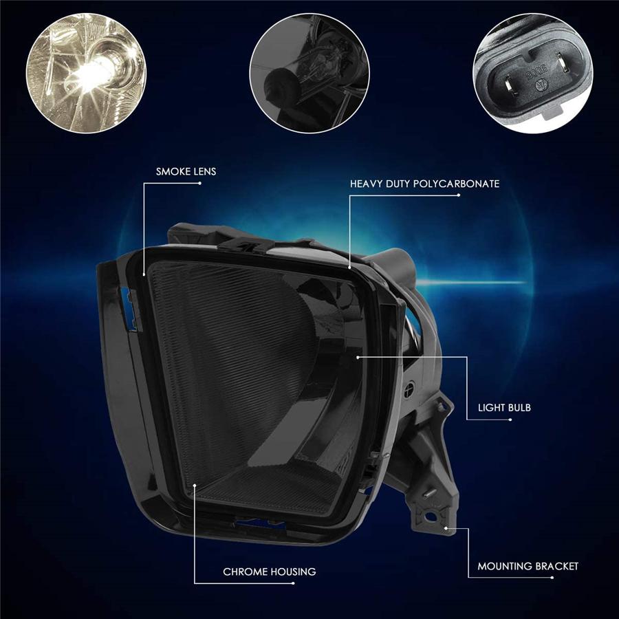 Fits 13-18 Dodge RAM 1500 Pickup Truck Smoked Bumper Fog Light Lamps with Bulbs