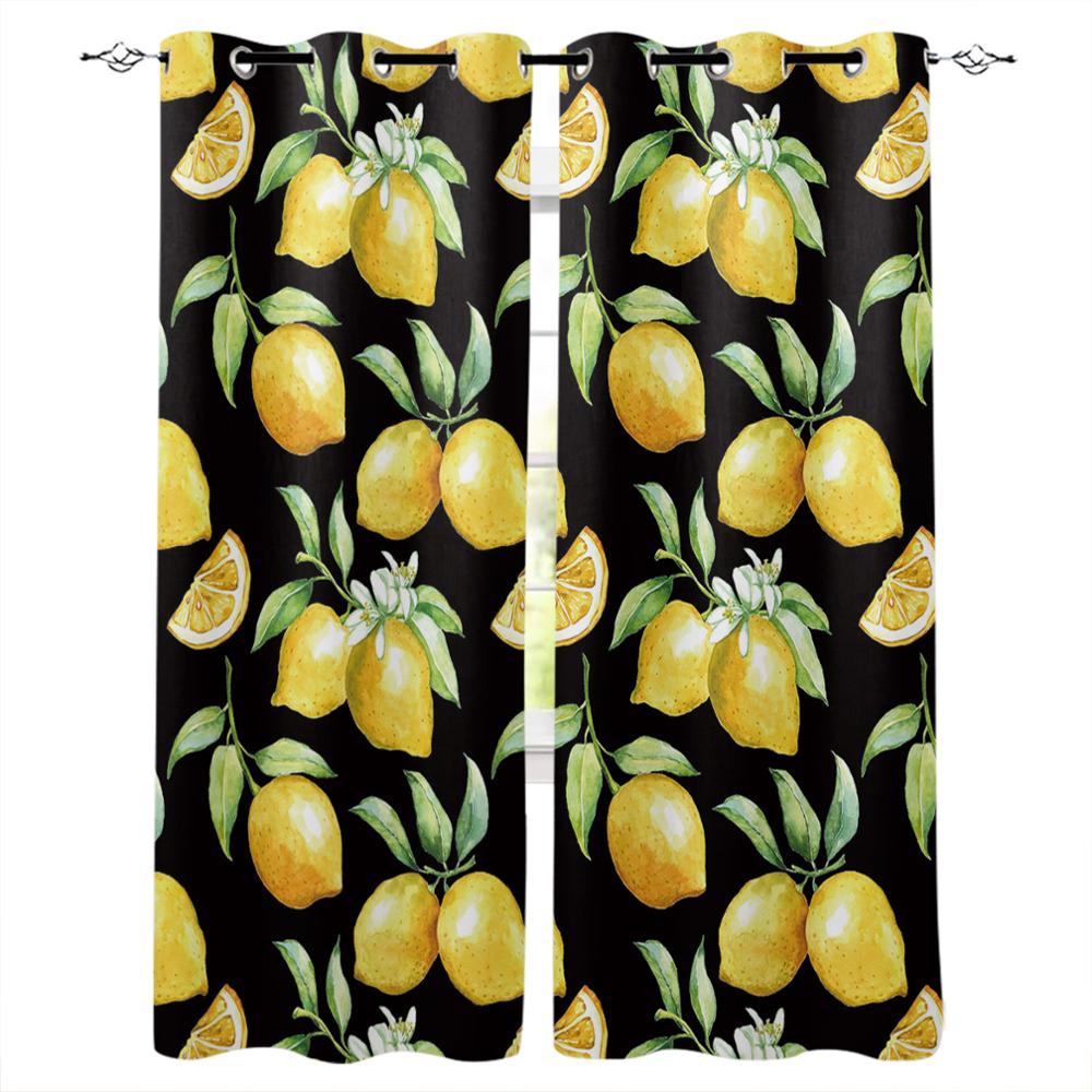 Small Fresh Summer Style Lemon Fruit Luxury Home Curtains Modern Home Supplies Living Room Bedroom Custom Curtains