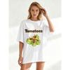 Oversized T Shirt Black Tomatoes Green Vegetables Print Casual Summer Wear