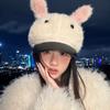 Winter Hat Female Cute Sweet Rabbit Ears Thickened Plush Cap Fashionable Thermal Hat