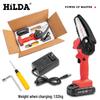 HILDA Electric Mini Chainsaw, Lithium Battery, Certified for Felling & Pruning