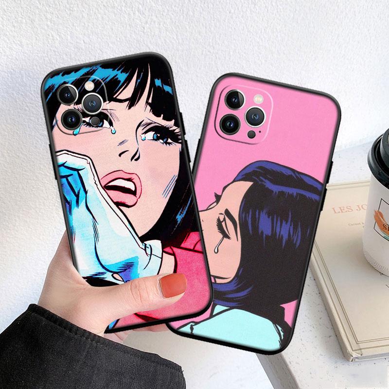 PP21 Crying Comic Girl Sad Soft Shell Phone Case for Xiaomi Poco C40 C50 C51 C55 C65 C71 C75 F3 F5 F6 F7 M2 M3 Pro Ultra