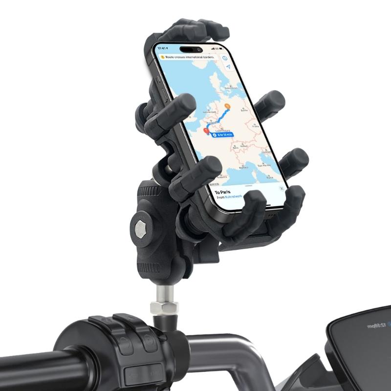 Motorcycle Phone Holder with Vibration Dampener & Secure Lock, Anti-Theft Motorcycle Phone Mount Handlebar Phone Holder