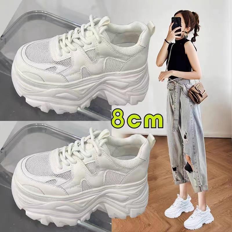 8Cm Thick-soled Mesh Dad Shoes Women's 2025 New Spring Casual Korean Version of Muffin Height-increasing Small Sports Shoes