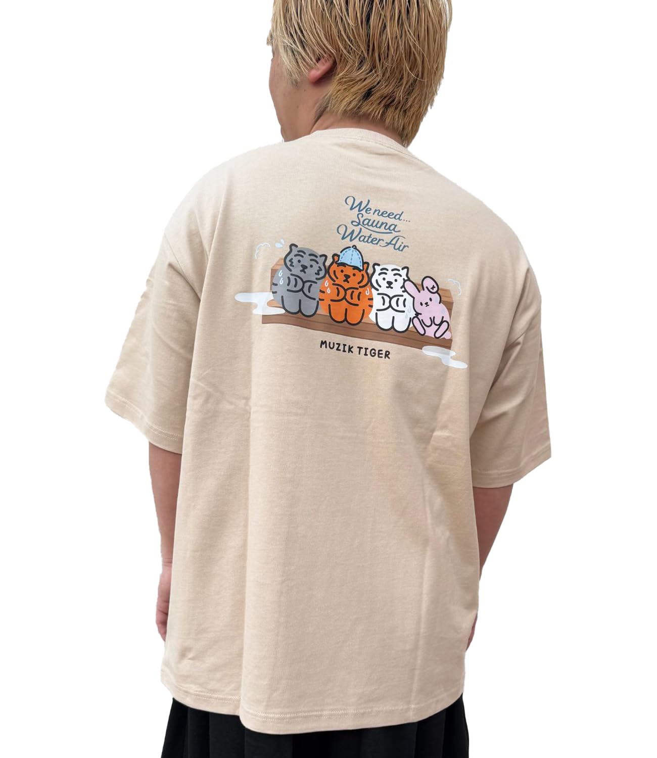 

[Primal Blue] MUZIKTIGER Sauna Oversized T-Shirt, Unisex (JP, Alphabet, XL, 2XL, Big, R, Sand)