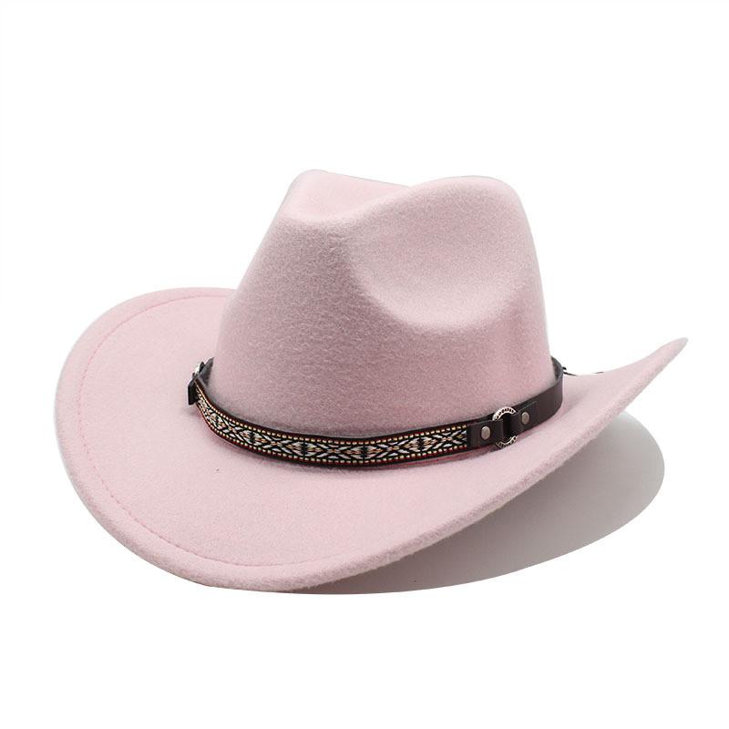 Cappello da Cowboy Occidentale per Uomo Donna in Feltro di Lana con Ampia Tesa Protezione Solare
