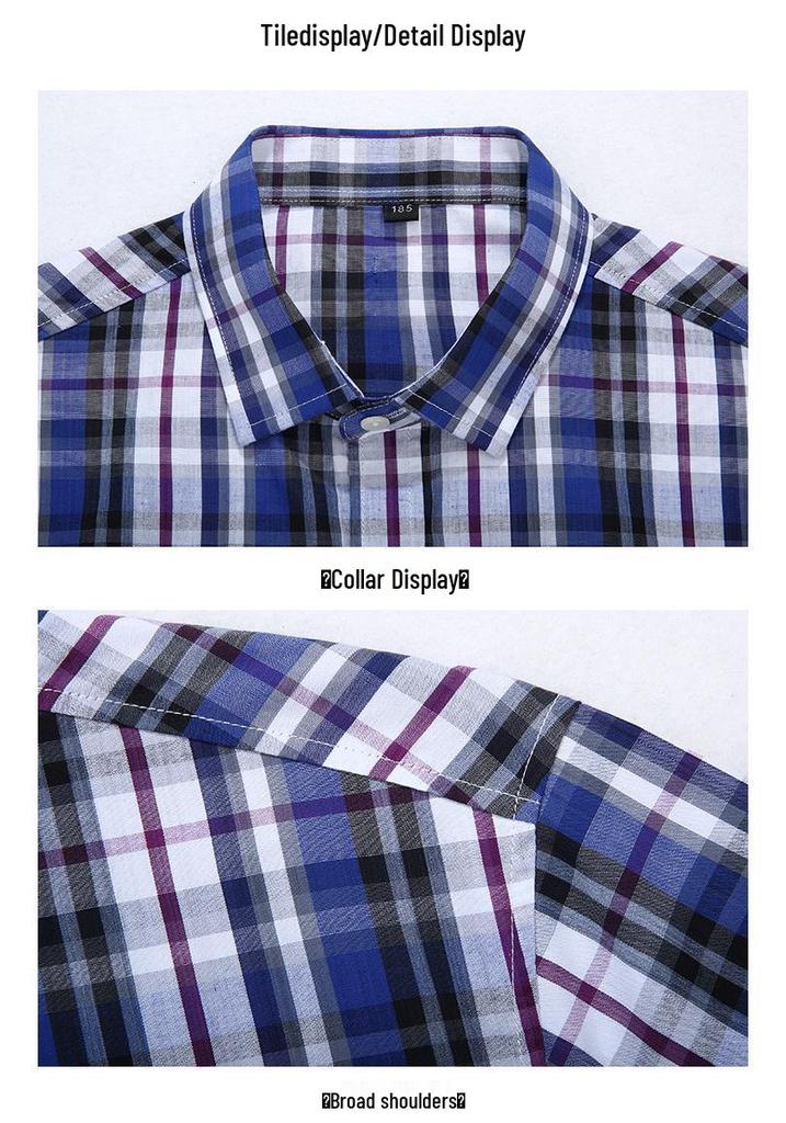 Plus Size Men's Plaid Short Sleeve Shirt - Loose Fit