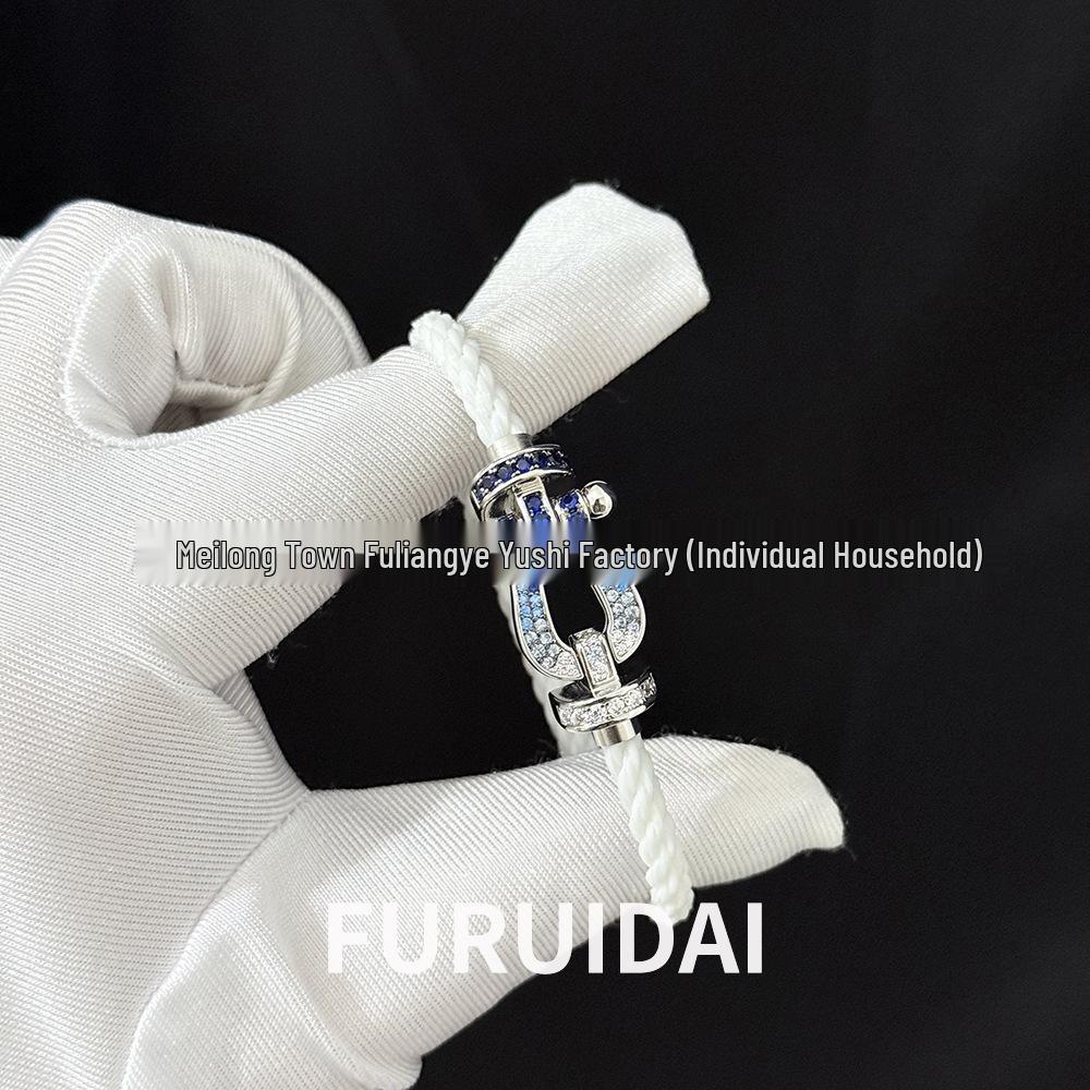 Fei Family Year of the Horse Diamond Horseshoe Buckle 8-Shaped Bracelet - Unisex, Versatile DIY Hand Rope for Couples