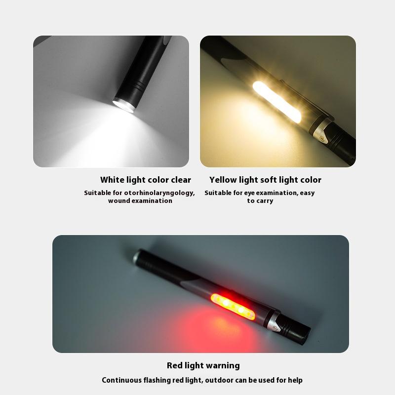 LED Mini Portable Pen Light - USB Rechargeable Work Light 3-Source Bright Torch Pen-Style Flashlight for Home/Work/Outdoor