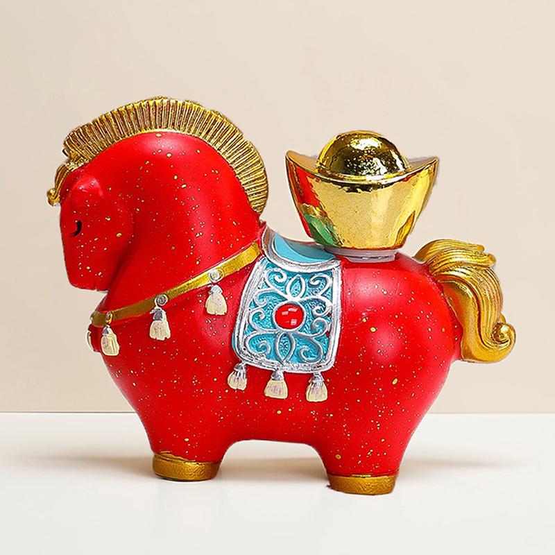 Creative Transfer Zodiac Horse Back Lucky Bag Ingot Can Be Rotated Home Decoration Office Desktop Decoration