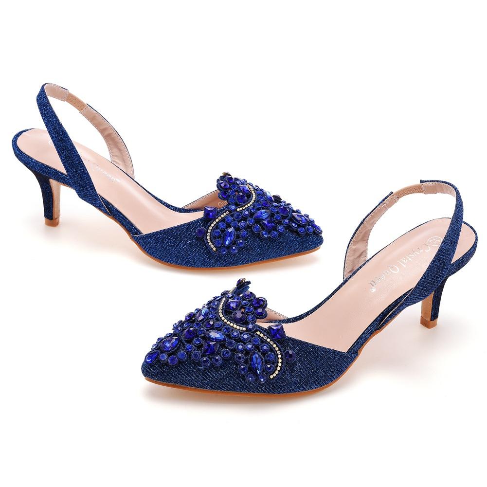 6 Cm Shallow Tip Sandals Color-changing Cloth Thin Heels Large Size Banquet Sandals for Women Size 42 Size 43 High Heels Sandals