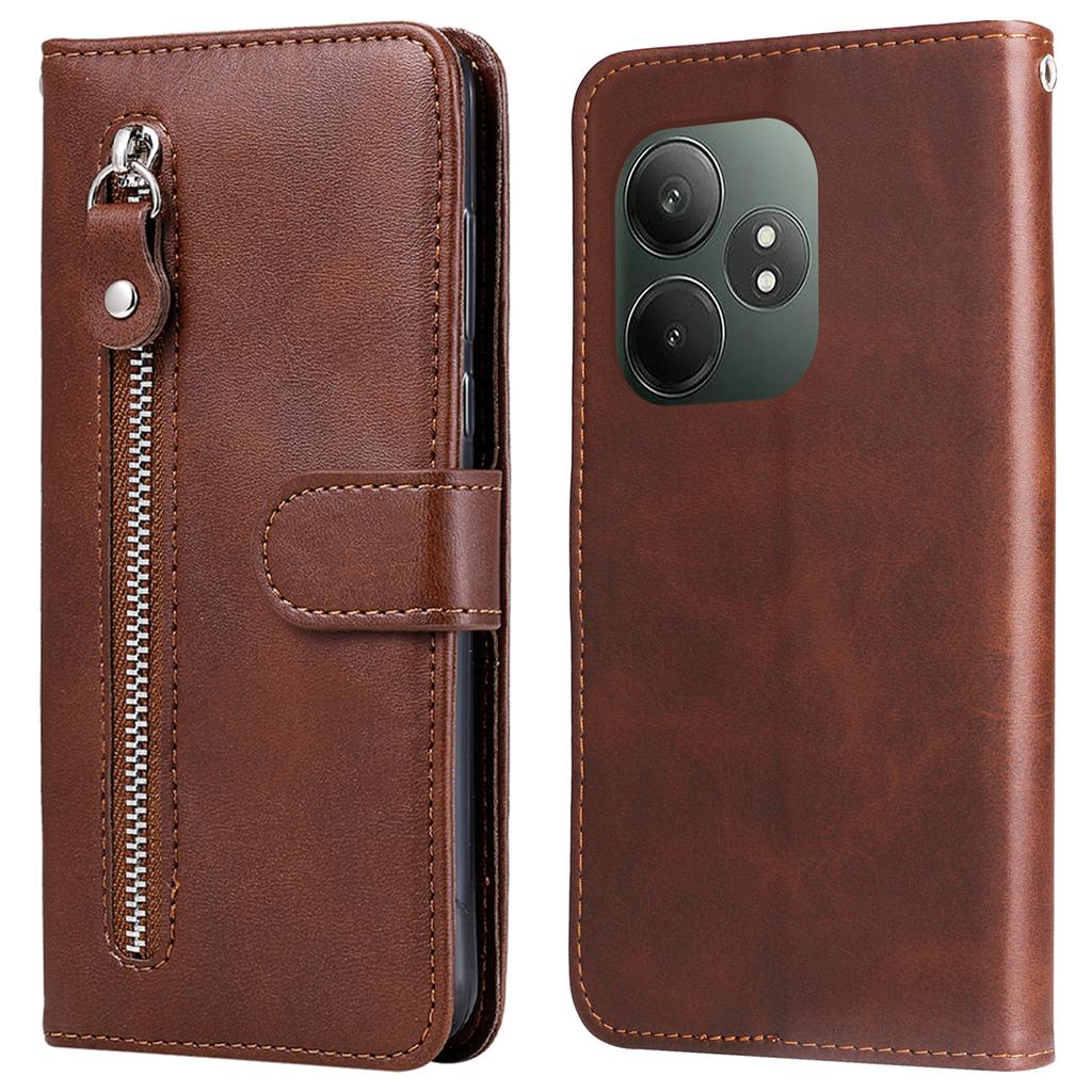 For Realme GT 6 5G/GT Neo6 SE 5G Case Calf Texture Leather Cover with Zipper Wallet