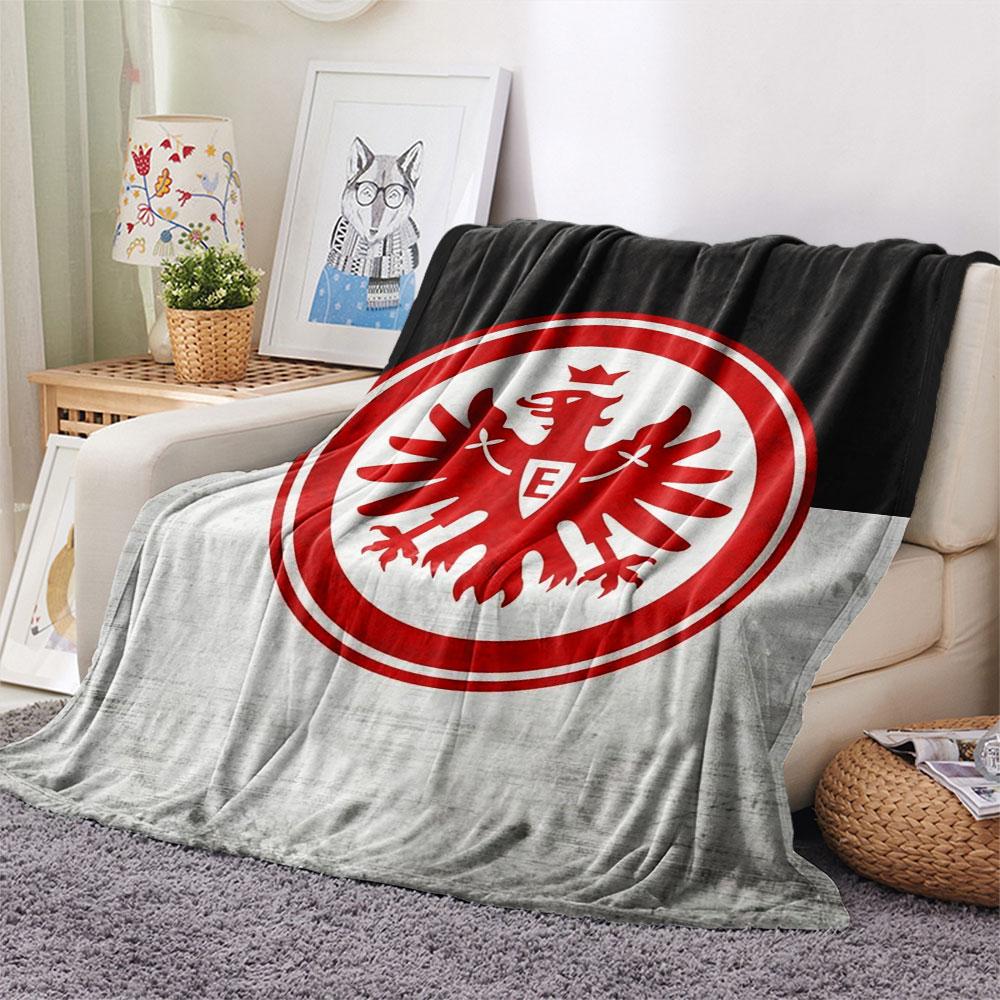 Coperta in Flanella Stampata Eintracht Frankfurt FC, morbida coperta per camera da letto divano, lavabile, merchandising tifosi di calcio, ottimo regalo.