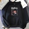 Stack-ayliva Men Hoodie Front Ayliva Stacked Letter Print, Artist Portrait Graphic, Thick Fleece Pullover Sweatshirt for Sport Weekend Daily Wear