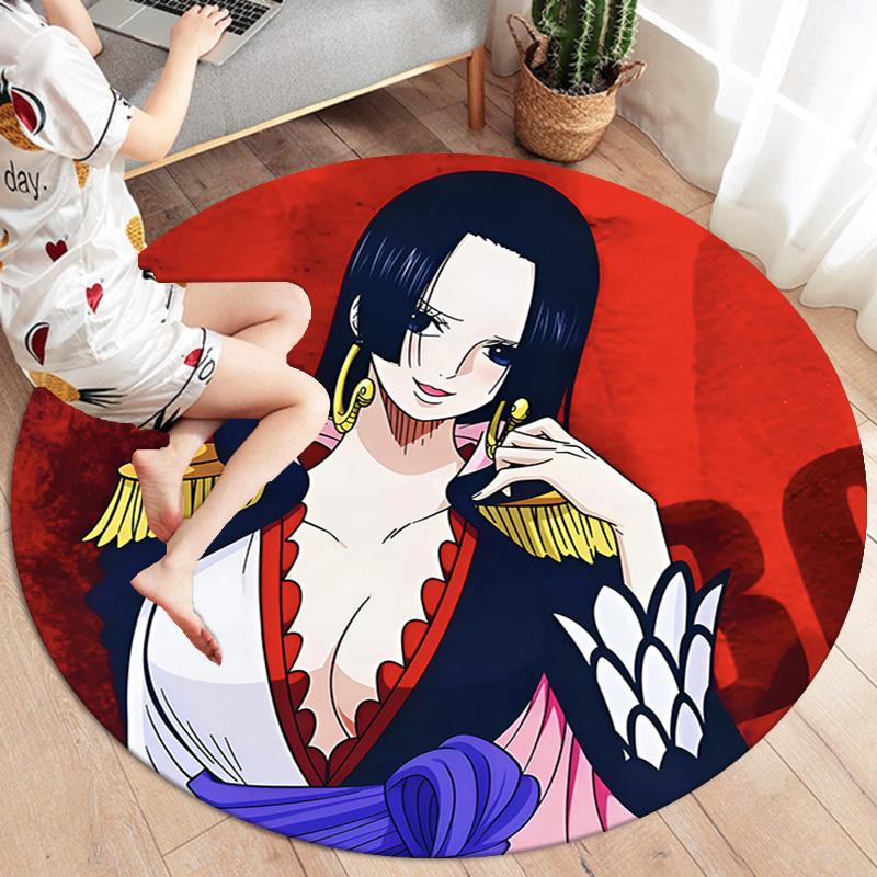 Anime One Piece Cartoon Round Area Rug Carpet Rug For Living Room Bedroom Sofa Playroom Decor Nonslip Floor Mat