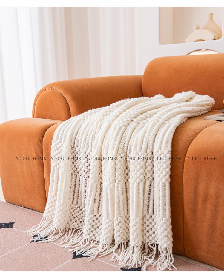 Light Luxury Solid Color Sofa Blanket - Air Conditioning, Decorative, Office Nap, Homestay, Autumn/Winter Use