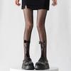 Women Japanese Ballet Sheer Mesh Pantyhose Stockings Crisscross Pattern Cute Ribbon Bowknot Fishnet Tights Leggings