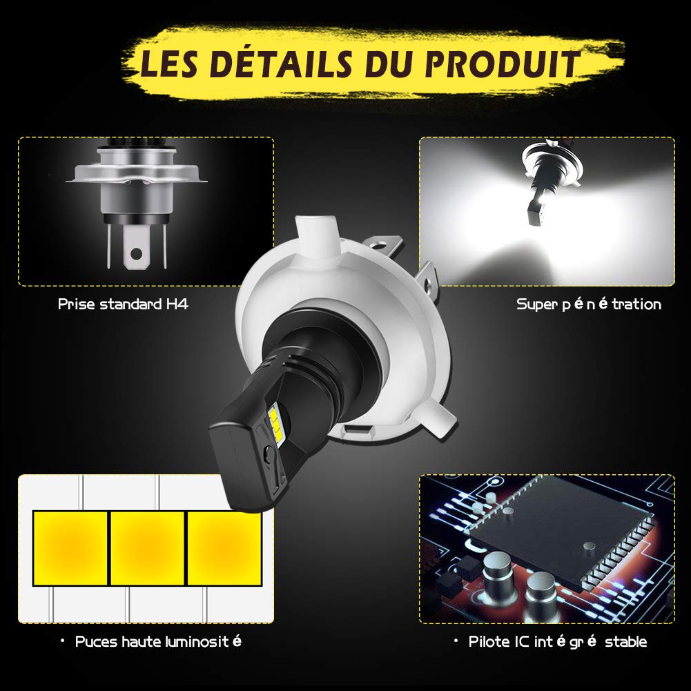 KATUR H4 9003 HB2 High Brightness Explosive 1600 Lumens Max 80W High Output CSP