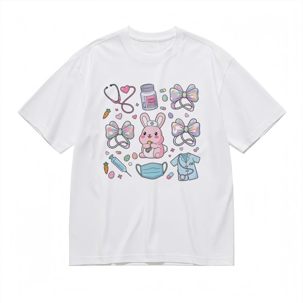

Women s Soft Comfortable Classic T-Shirt Chill Pills Bunny Medical Graphic Tee L